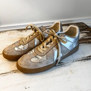 Silver and Tan Women's Sneakers
